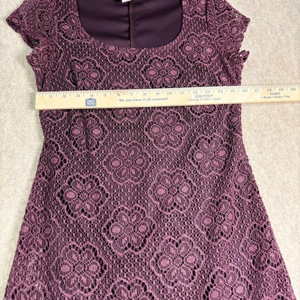Mirrors Lace Dress Womens Large Purple Modal Blend Cap Sleeve‎ Lace Sheath Boho